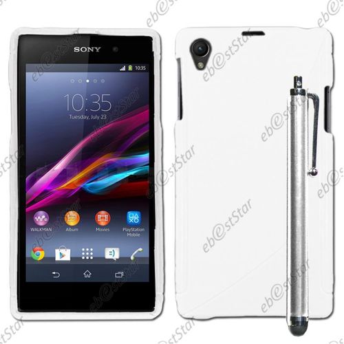 Ebeststar ® Pour Sony Xperia Z1 L39h, Sony C6906 - Housse Etui Coque Silicone Gel Motif S-Line Protection Souple + Stylet, Couleur Blanc [Dimensions Precises De Votre Appareil : 144 X 74 X 8.5 Mm, Écran 5'']