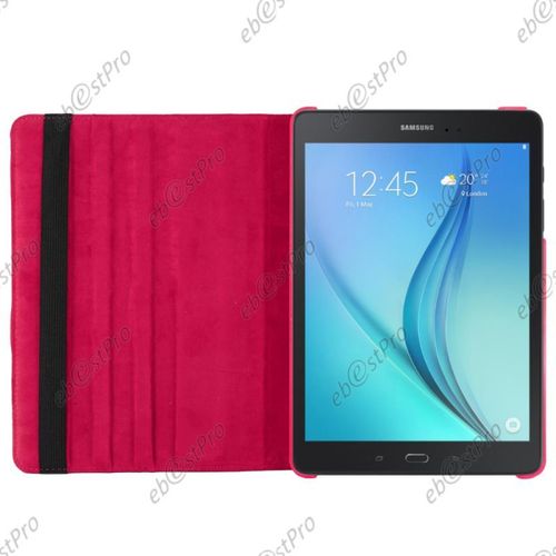 Ebeststar ®  Etui Pu Cuir Coque Housse Rotative 360° Pour Samsung Galaxy Tab A 9.7 T550 / S Pen P550 + Verre, Couleur Rose [Dimensions Precises De Votre Appareil : 242.5 X 166.8 X 7.5 Mm, Écran 9.7'']