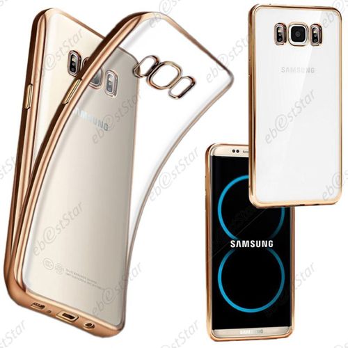 Ebeststar ® Pour Samsung Galaxy S8 Plus - Housse Etui Coque Silicone Gel Souple Ultra Fine 0,3mm Et Invisible, Couleur Transparent / Or [Dimensions Precises De Votre Appareil : 152.4 X 78.5 X 7.9 Mm, Écran 6.2'']