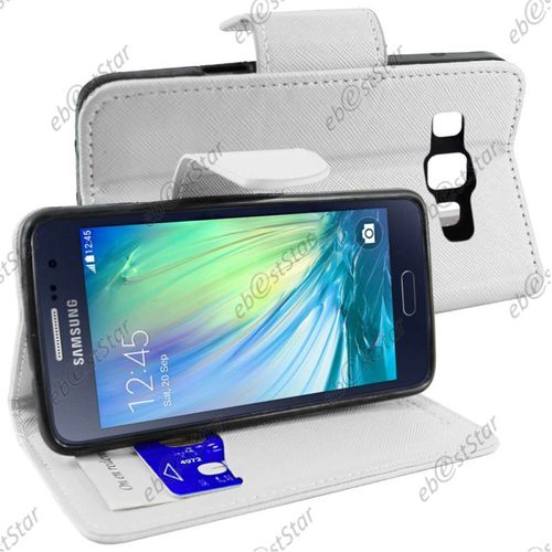 Ebeststar ® Housse Portefeuille Coque Etui Protection Folio Pour Samsung Galaxy A7 Sm-A700f (2015), Couleur Blanc [Dimensions Precises De Votre Appareil : 151 X 76.2 X 6.3 Mm, Écran 5.7'']