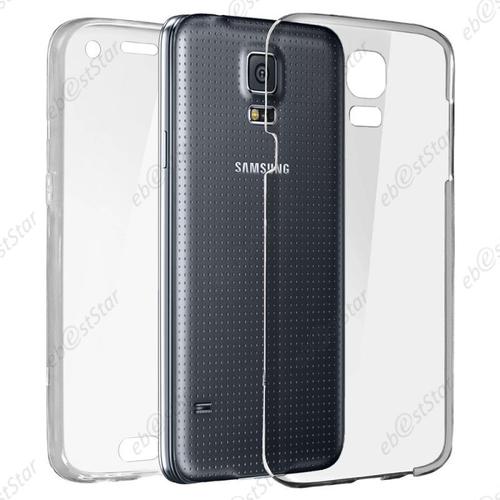 Ebeststar ®  Film Protection Écran En Verre Trempé + Coque Silicone Gel Ultra Fine Intégrale Avant Arrière Pour Samsung Galaxy S5 G900f, S5 New G903f Neo, Couleur Transparent [Dimensions Precises De Votre Appareil : 142 X 72.5 X 8.1 Mm, Écran 5.1'']