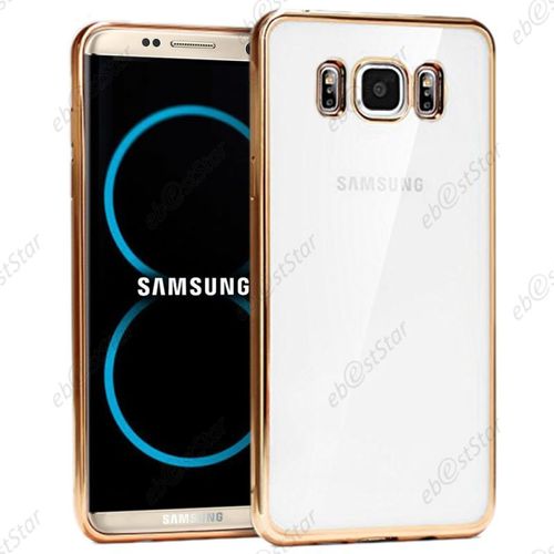 Ebeststar ® Housse Coque Protection Silicone Gel Ultra Fine 0,3mm Etui Souple Pour Samsung Galaxy S8, Couleur Transparent / Or [Dimensions Precises De Votre Appareil : 148.9 X 68.1 X 8 Mm, Écran 5.8'']