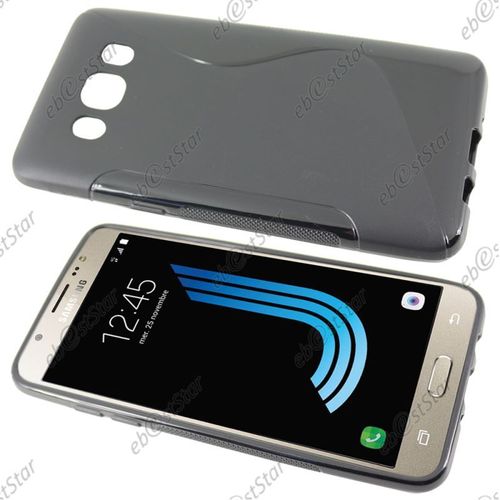 Ebeststar ®  Film Protection Écran En Verre Trempé + Coque S-Line Silicone Gel Housse Etui Protection Souple Pour Samsung Galaxy J5 2016 Sm-J510f, Couleur Noir [Dimensions Precises De Votre Appareil : 145.8 X 72.3 X 8.1 Mm, Écran 5.2'']