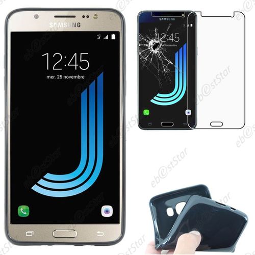 Ebeststar ® Pour Samsung Galaxy J5 2016 Sm-J510f - Housse Etui Coque Silicone Gel Souple + Film Protection Écran En Verre Trempé, Couleur Noir [Dimensions Precises De Votre Appareil : 145.8 X 72.3 X 8.1 Mm, Écran 5.2'']