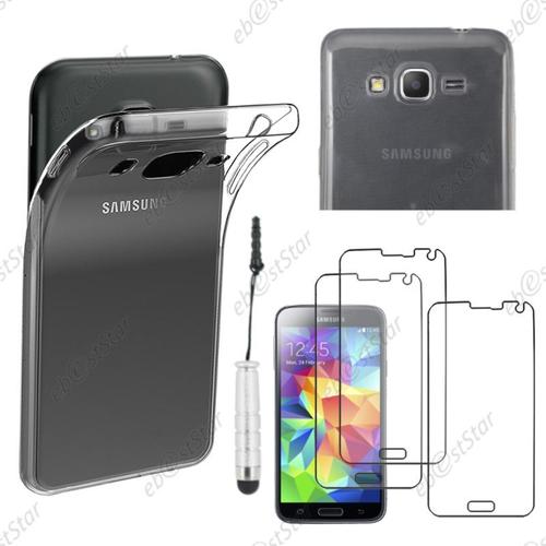 Ebeststar ® Pour Samsung Galaxy Grand Prime Sm-G530f, Value Edition Sm-G531f - Housse Etui Coque Silicone Souple 0,3mm Et Invisible + Mini Stylet + 3 Film Écran, Transparent [Dimensions Precises De Votre Appareil : 144.8 X 72.1 X 8.6 Mm, Écran 5'']