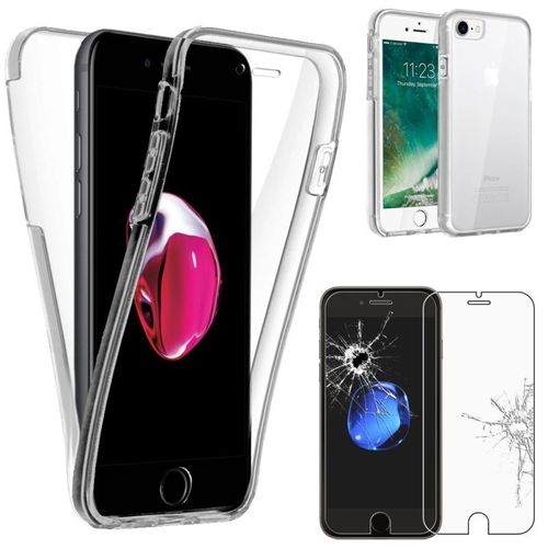 Ebeststar ® Pour Apple Iphone 7 Écran 4,7" - Coque Intégrale Silicone Invisible + Film Protection Écranverre Trempé, Couleur Transparent [Dimensions Precises De Votre Appareil : 138.3 X 67.1 X 7.1 Mm, Écran 4.7''] [Note Importante Lire Description]