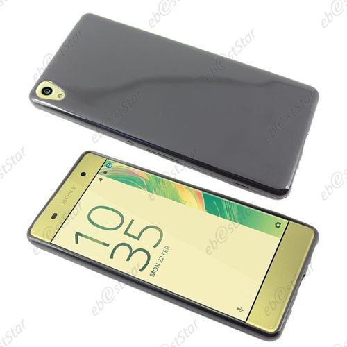 Ebeststar ® Housse Coque Protection Silicone Etui Souple + Vitre Anti Casse Film Écran Verre Trempé Pour Sony Xperia Xa, Xa Dual, Noir [Dimensions Precises De Votre Appareil : 143.6 X 66.8 X 7.9 Mm, Écran 5''] [Note Importante Lire Description]