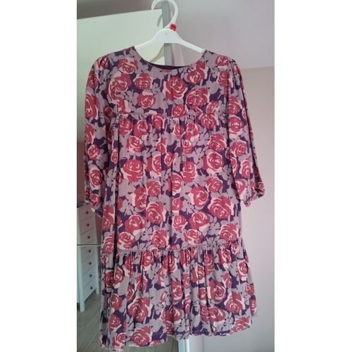 Robe Vertbaudet Robe Fille Coton 8 Ans Imprimé Fleurs Bordeaux