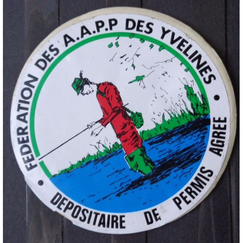 Autocollant Pêche, Pêcheur À La Ligne, Yvelines, Permis