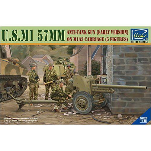 Riich Models Rv35019 - Modèle Kit U.S.M1 57 Mm Anti Tank Gun Early Version On M1 A3 Carriage Avec 5 Équipage-Riich Models