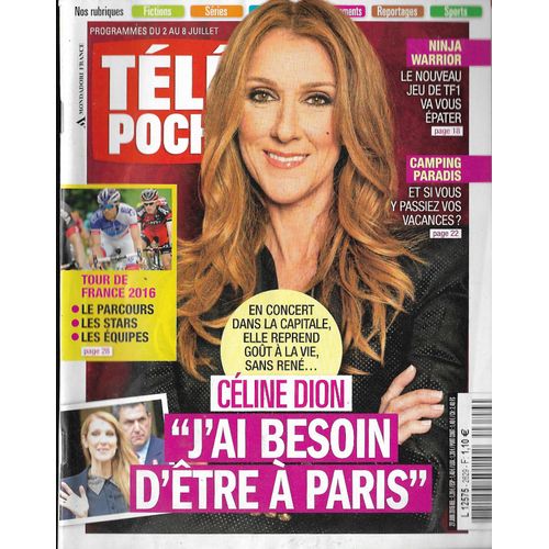 Télé Poche 2629 Celine Dion Ninja Warrior Camping Paradis Tour De France 2016