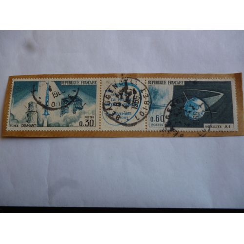 Lot De Timbres France :Fusée Diamant 1965 Et Satellite A1 1966.