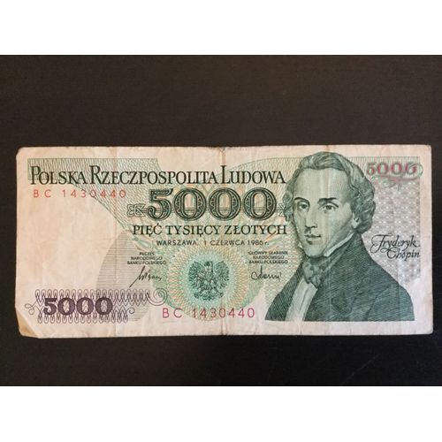 Billet 5000 Zlotych - Pologne