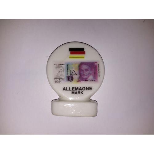 Fève Plate Avec Socle : Série Passage À L'euro : Allemagne Mark ( Billet , Drapeau)