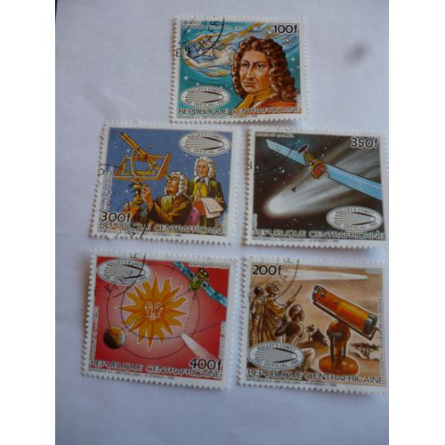 Lot De 5 Timbres Centrafrique:Comète De Halley.