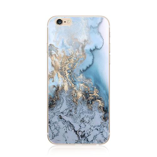 Hq-Cloud® Housse Étui Coque Gel En Silicone Motif Marbre Bleu Claire Pierre Naturelle Texturé Brillant Pour Apple Iphone 7 Plus (5,5 Pouces)