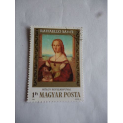 Timbre Hongrie :Raffaelo Santi:"Raphaël" :La Dame À La Licorne 1506.