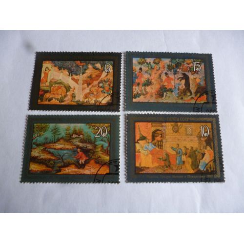 Lot De 4timbres Cccp(Urss) 1982:Scènes Champêtres Et Bataille.