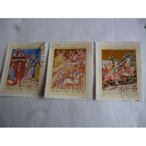 Lot De 3 Timbres Hongrie 1971:Scènes Historiques.