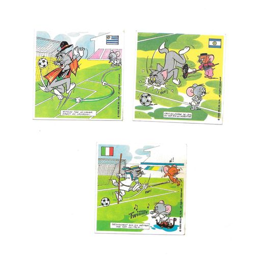 3 Autocollants Publicitaires "Vache Grosjean" Tom Et Jerry Grands Champions De Football