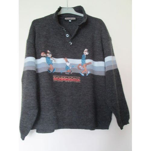 Pull Dogs & Sons 14 Ans Gris Brodé