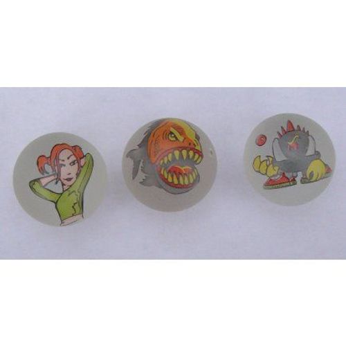 Filet De 3 Boulards : Fille - Poisson - Monstre Calots 3.5cm - Bille Jeu De Recreation