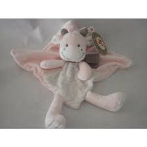 Doudou Plat Vache Nicotoy Rose Rayures Marron 
