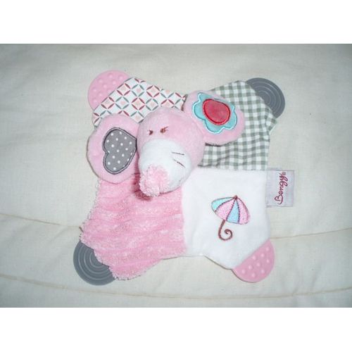 Doudou Bengy Souris Mila Rose Coeur Gris Fleur Rouge Pois Plat Parapluie...
