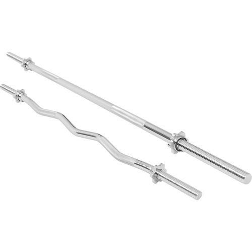 Gorilla Sports - Lot : Barre Longue De 170cm + Barre Curl De 120cm, Diamètre 30mm Avec Bagues De Serrage