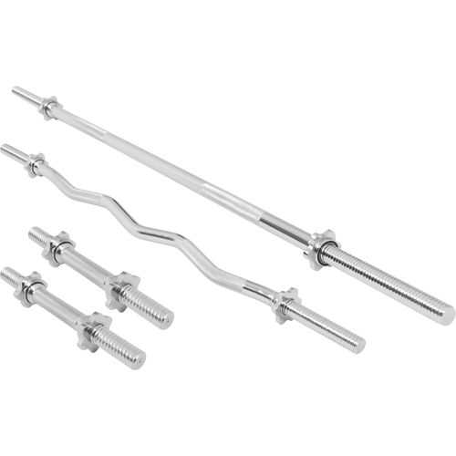 Gorilla Sports - Lot : 1 X Barre Longue De 170cm + 1 X Barre Curl De 120cm + 2 Barres Courtes De 35cm, Diamètre 30mm Avec Bagues De Serrage