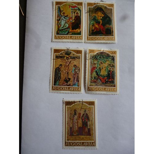 Lot De 5 Timbres Yougoslavie:Annonciation;Crucifixion Etc.