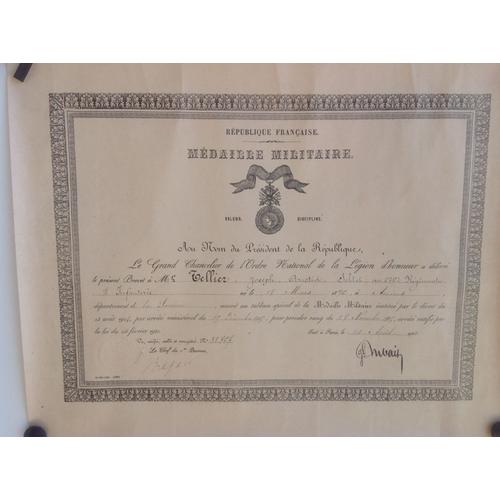 Diplôme Medaille Militaire Valeur Discipline - 1915 - 272e Rgt D'infanterie