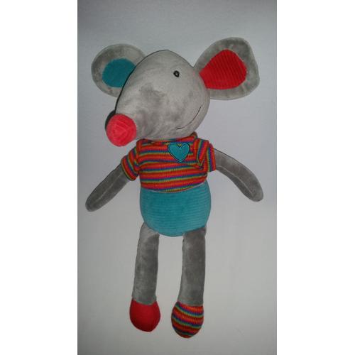 Doudou Souris Rat Fnac Éveil Et Jeux Gris Orange Rouge C Ur Bleu Jouet Bebe Naissance Peluche Grise Éveil Enfant Blankie Blanket Comforter Soft Toys Plush 36 Cm