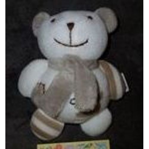 Doudou Ours Gris Blanc Mgm Sonore Rires Bébé