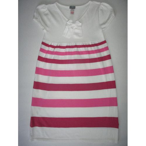 Robe Style Marin Rayée Blanc Rose Cyrillus 10 Ans
