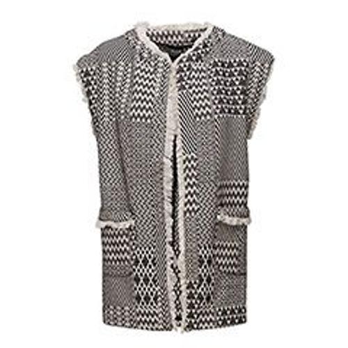 Gilet / Veste Sans Manches Vila Vislip Waistcoat T.M En Jacquard Noir & Blanc