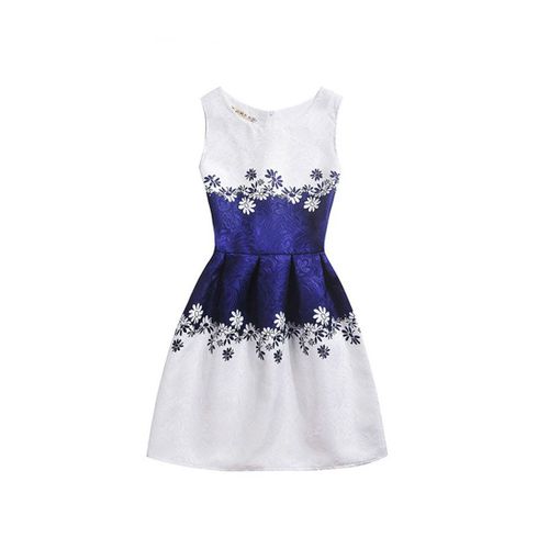 Robe Enfant Fille Motifs Vintage Rétro Fleurs Roses Élégante Sans Manches Collection Printemps Été Fête Soirée Mariage Cérémonie - Coloris Fuchsia, Vert, Bleu, Rose, Rouge - Enfant 5 A 12 Ans
