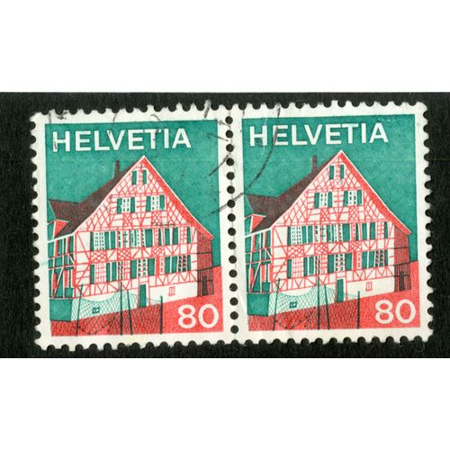 Deux Timbres Oblitérés Helvetia, 80