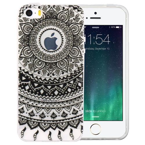 Hq-Cloud® Coque Étui Transparent En Tpu Silicone Pour Apple Iphone 5 / 5s / 5g / Se  En Noir Transparent Motif Mandala Design Soleil Indien