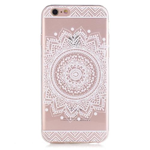 Hq-Cloud® Coque Étui Transparent En Tpu Silicone Pour Apple Iphone 6 Plus / 6s Plus (5,5 Pouces) En Blanc Transparent Motif Mandala Design Soleil Indien