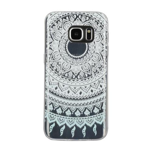 Hq-Cloud® Coque Étui Transparent En Tpu Silicone Pour Samsung Galaxy J3 (2016) Sm-J320f En Blanc Bleu Motif Mandala Design Soleil Indien