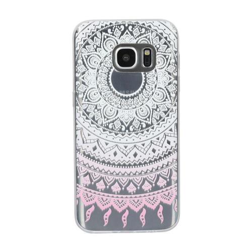 Hq-Cloud® Coque Étui Transparent En Tpu Silicone Pour Samsung Galaxy J3 (2016) Sm-J320f En Blanc Rose Transparent Motif Mandala Design Soleil Indien