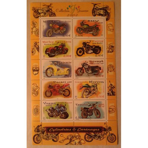 Bloc Feuillet N°51 Collection Jeunesse Cylindrées Et Carrénages 2002 Timbres N°3508 3509 3510 3511 3512 3513 3514 3515 3516 3517 Yvert Et Tellier Luxe