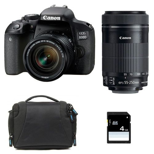 CANON EOS 800D + 18-55 IS STM + 55-250 IS STM + Sac + SD 4Go