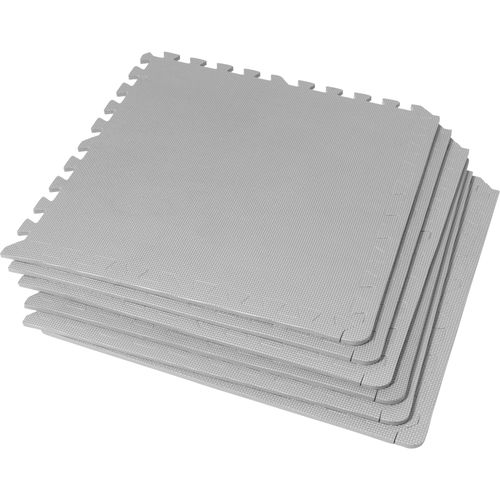 Gorilla Sports - 6 Dalles Carrées De Protection + 12 Embouts De Finition - 1,2 Cm D'épaisseur - Coloris : Noir, Rouge, Gris, Bleu, Bois Foncé, Bois Clair, Gazon - Couleur : Gris