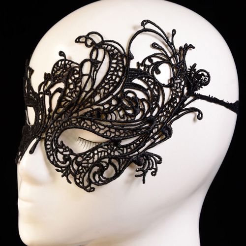 Masque Asymétrique Loup Dentelle Noir Soirée Libertine Carnaval Vénitien Mascarade Venise Libertin - Cheapatleast