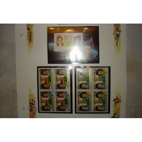 Lot De 2 Timbres Par 4 Tchad Oblitérés + 1 Bloc Bf  Coupe Du Monde De Football   Espana 1982