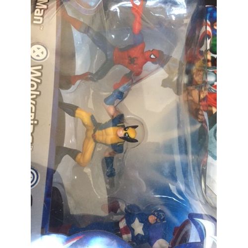 Marvel 3 Figurines Spider-Man / Spiderman / Captain America / Wolverine  8cm Sur Socle