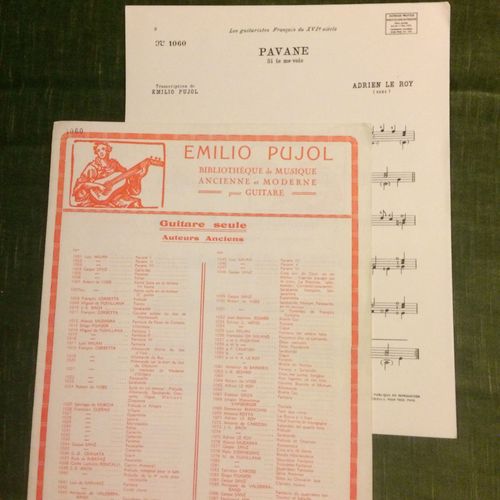 Adrien Le Roy Pavane Si Ie Me Vois Score Partition Guitare Collection Emilio Pujol 1060