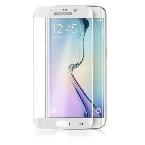 Vitre Verre Trempé Samsung Galaxy S6 Edge Incurvé Vitre Protection En Verre Trempe Film Protecteur D'écran Bords Incurvés, Blanc
